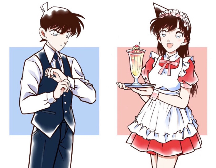 名侦探柯南 新一和小兰(来自绘画师@文神原)