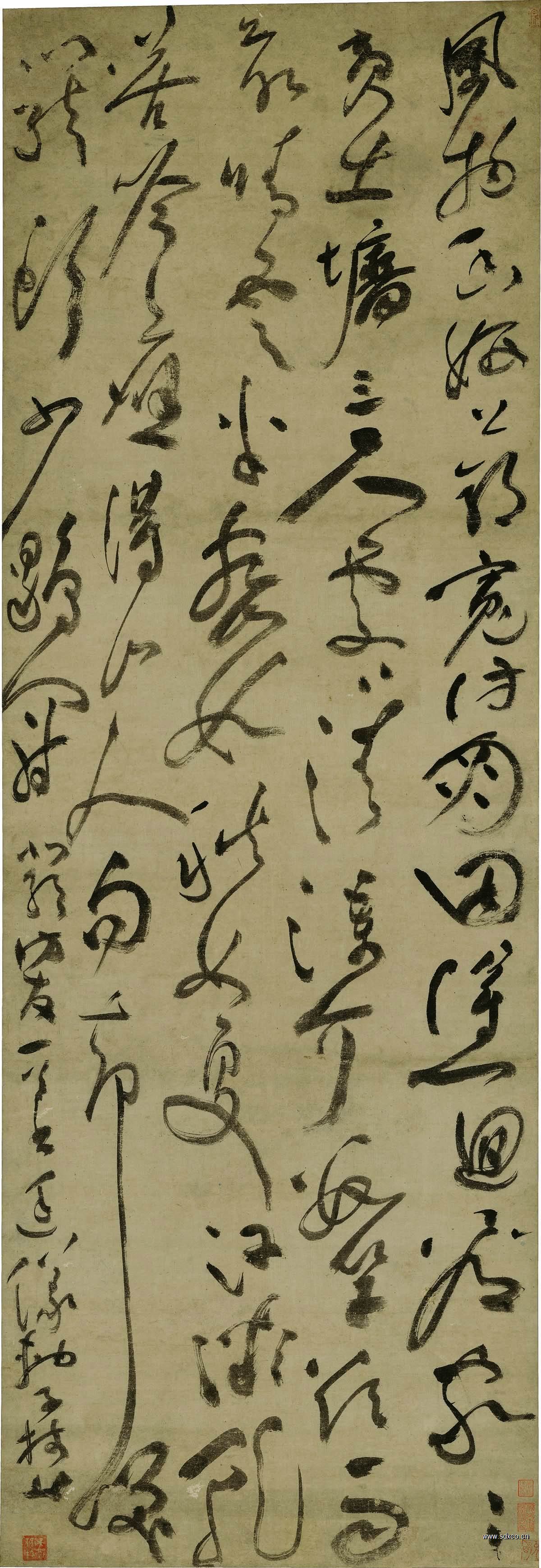 明 祝枝山-草书北郭访友七言律诗轴-x