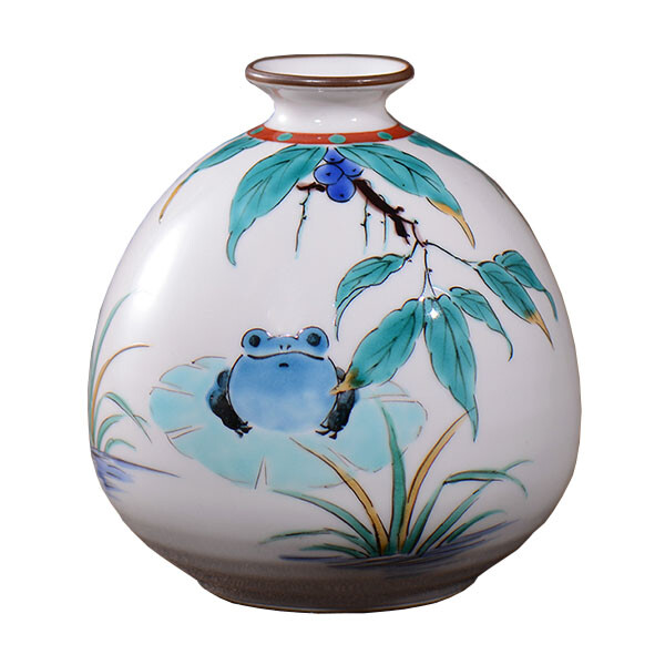 日本:陶瓷彩釉青蛙花瓶