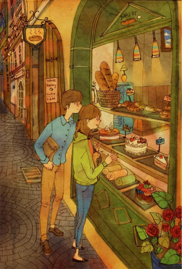 韩国艺术家puuung1温馨插画作品