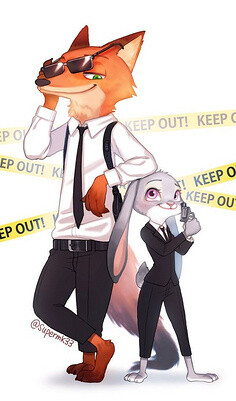 zootopia 疯狂动物城 nick&judy 3d动画 电影 同人 手绘 人设 海报