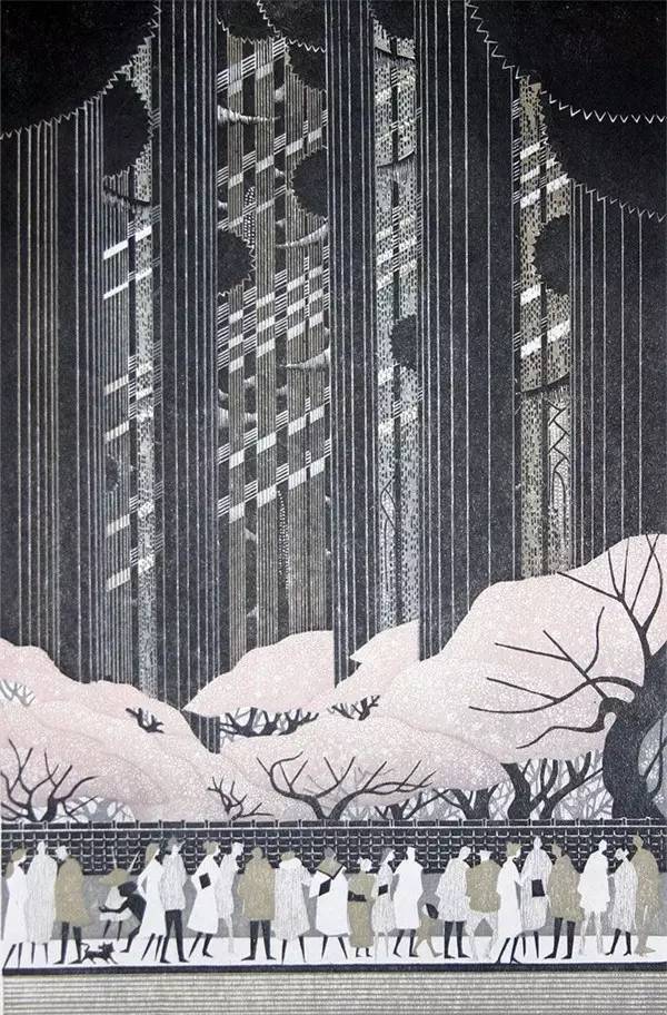 来自日本艺术家 ray morimura 的木刻版画作品.