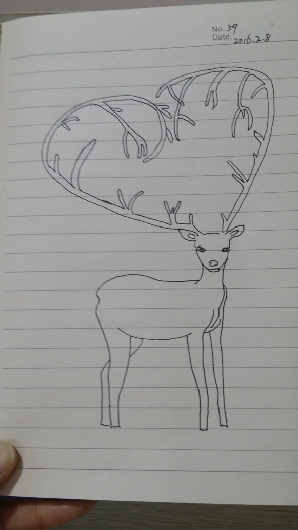 麋鹿画法手绘图片