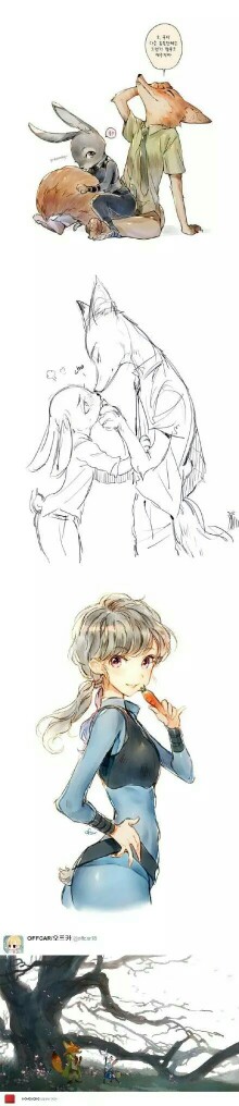 疯狂动物城 尼克朱迪 狐狸兔子 秀恩爱 甜腻甜蜜 同人图(图三朱迪超级
