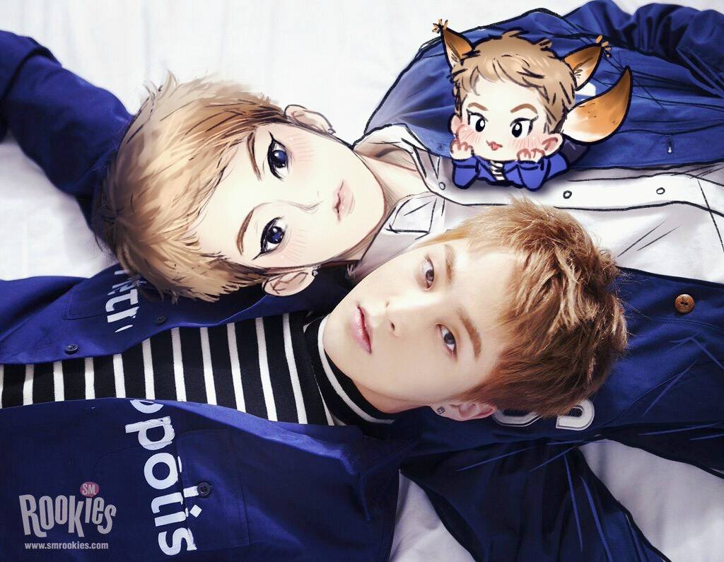 exo金珉锡xiumin手绘q版插画萌by.cookie殿下