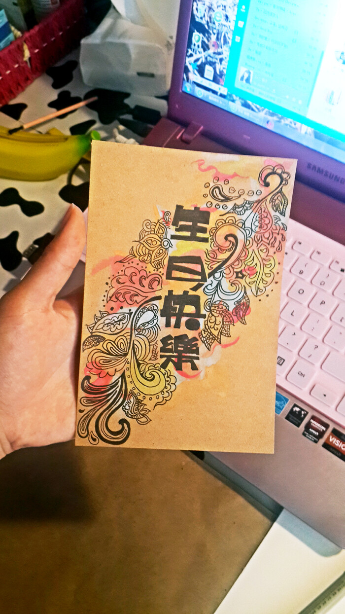 diy||手绘贺卡||精美礼物小惊喜||创意手绘||设计进行中下一个会更好