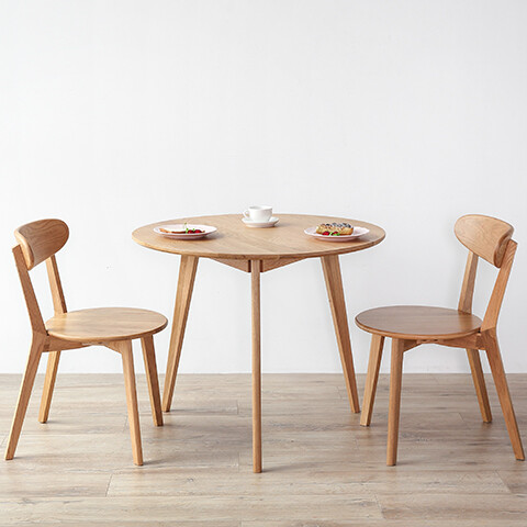 北欧小户型餐桌 白橡木纯实木餐桌现代简约 日式圆餐桌椅组合