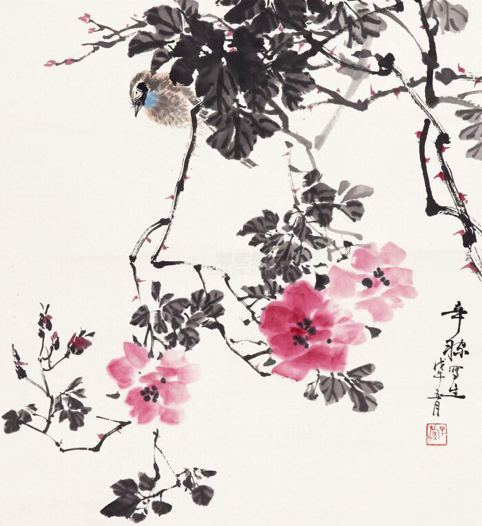 张辛稼 花卉 立轴 纸本作品欣赏