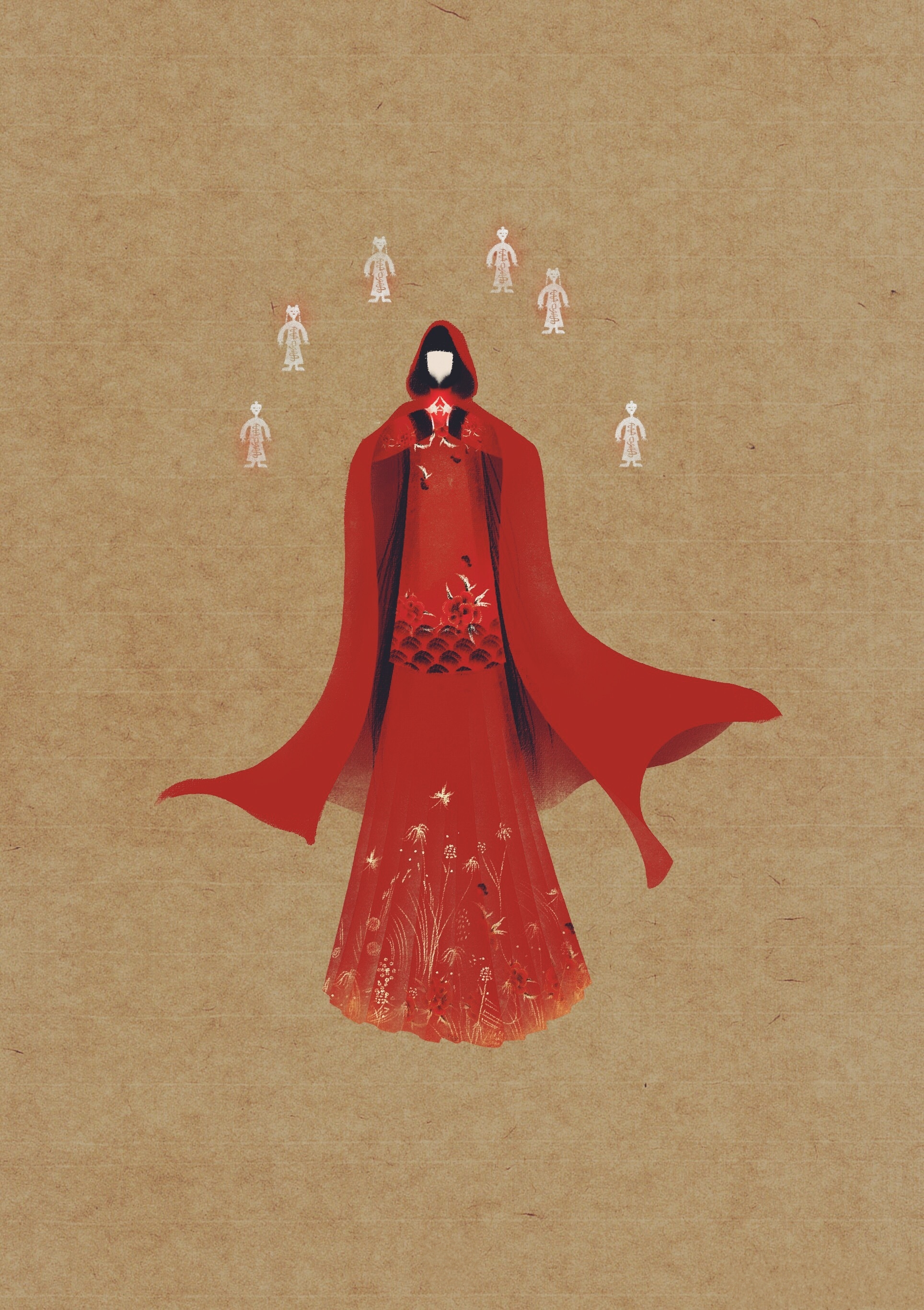 无心法师红斗篷岳绮罗 手绘