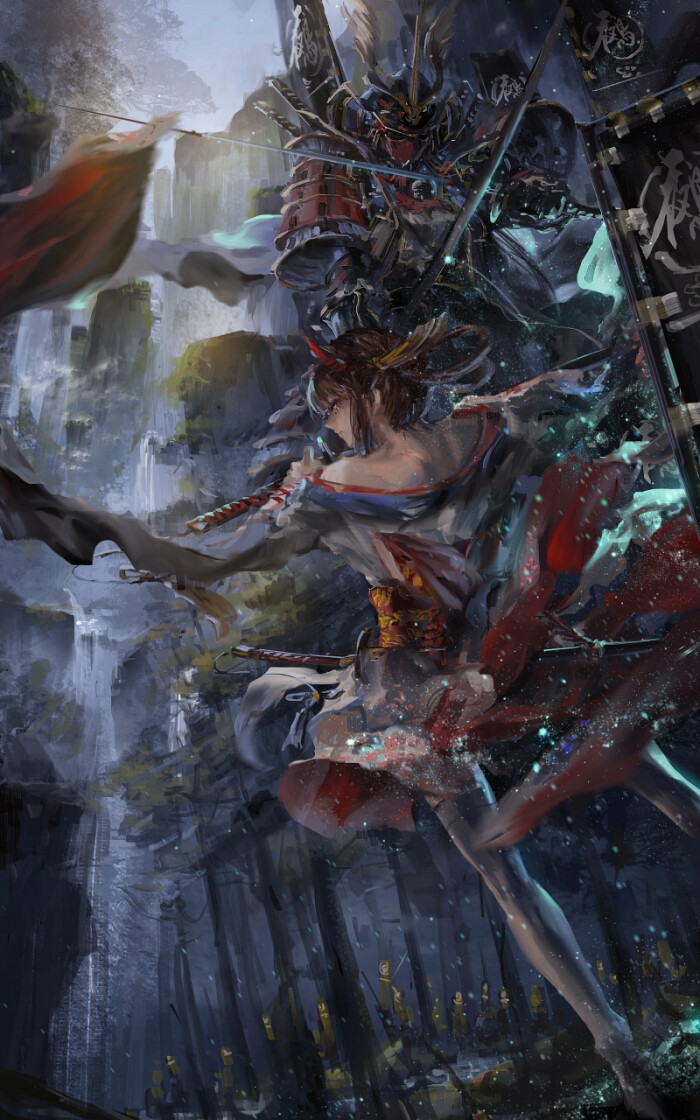 【新津新天地编】霞と雾の森二次元插画,同人,妹子,少女,武士,来自