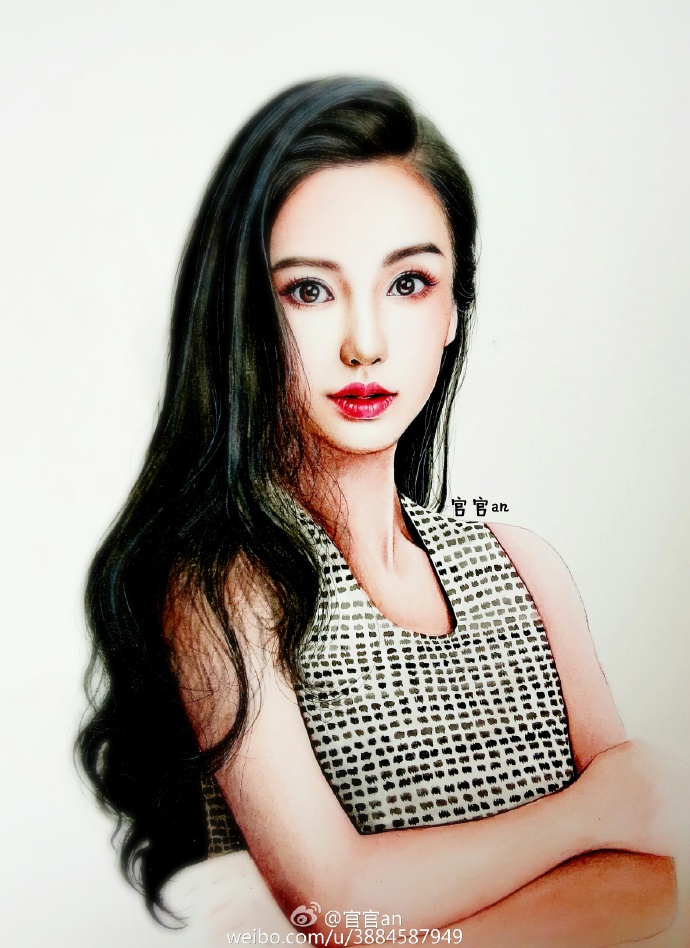 暖心北鼻##水彩手绘#画了两天……终于画完了@angelababy #angela