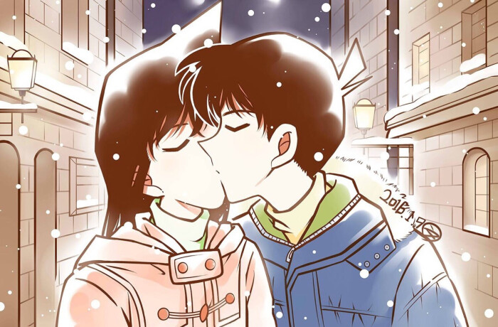 名侦探柯南 新一和小兰(来自绘画师@文神原)