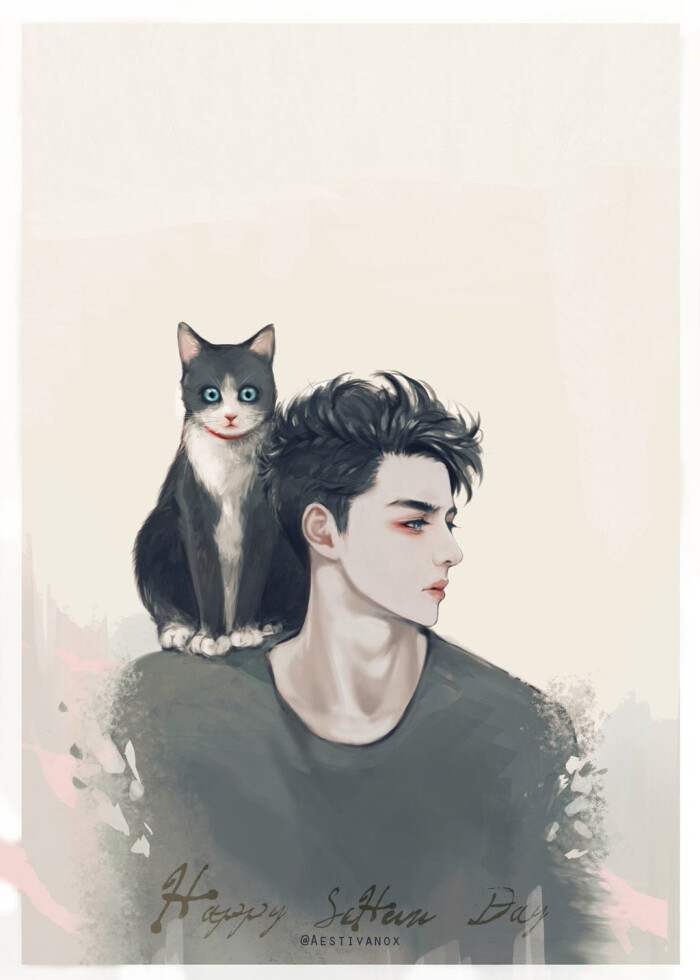 exo吴世勋0412生日贺图fanart手绘插画我爱喵星人by.aestivanox