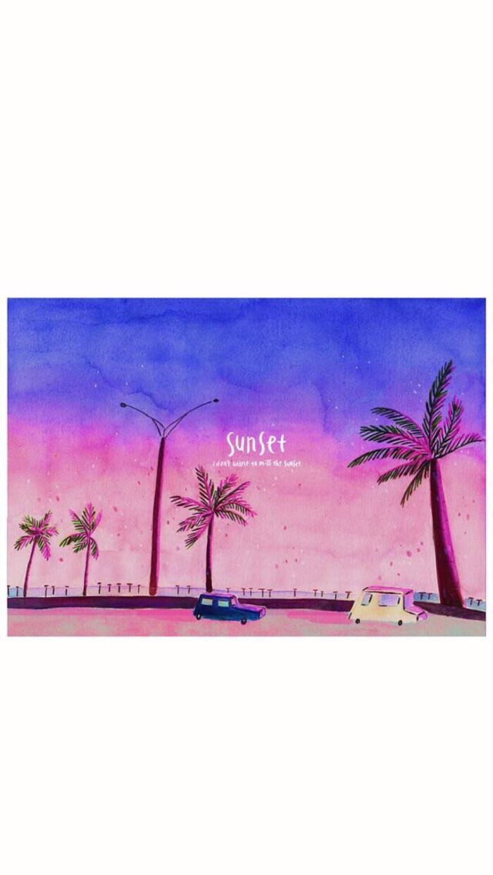 壁纸 头像 键盘 背景 紫色 粉色 海滩 插画 白色 简单 唯美