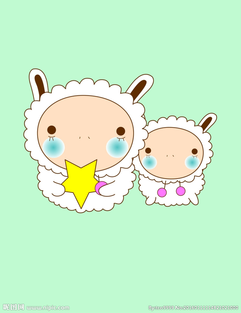 矢量卡通小羊印花图案