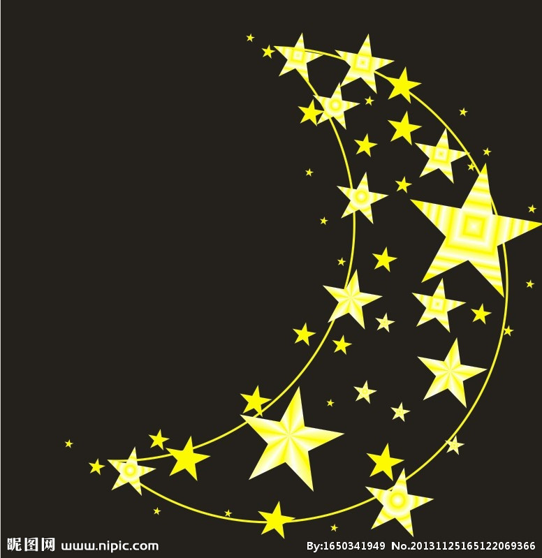 月亮矢量图__花边花纹_底纹边框_矢量图库图片