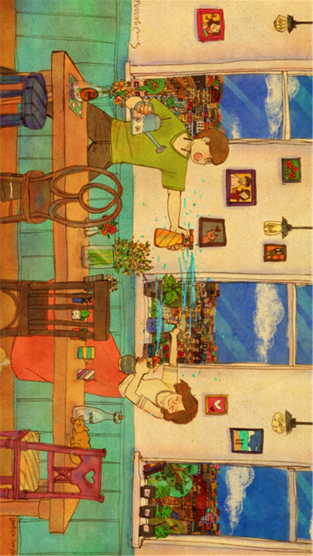 韩国插画师puuung的暖心爱情故事插画 壁纸