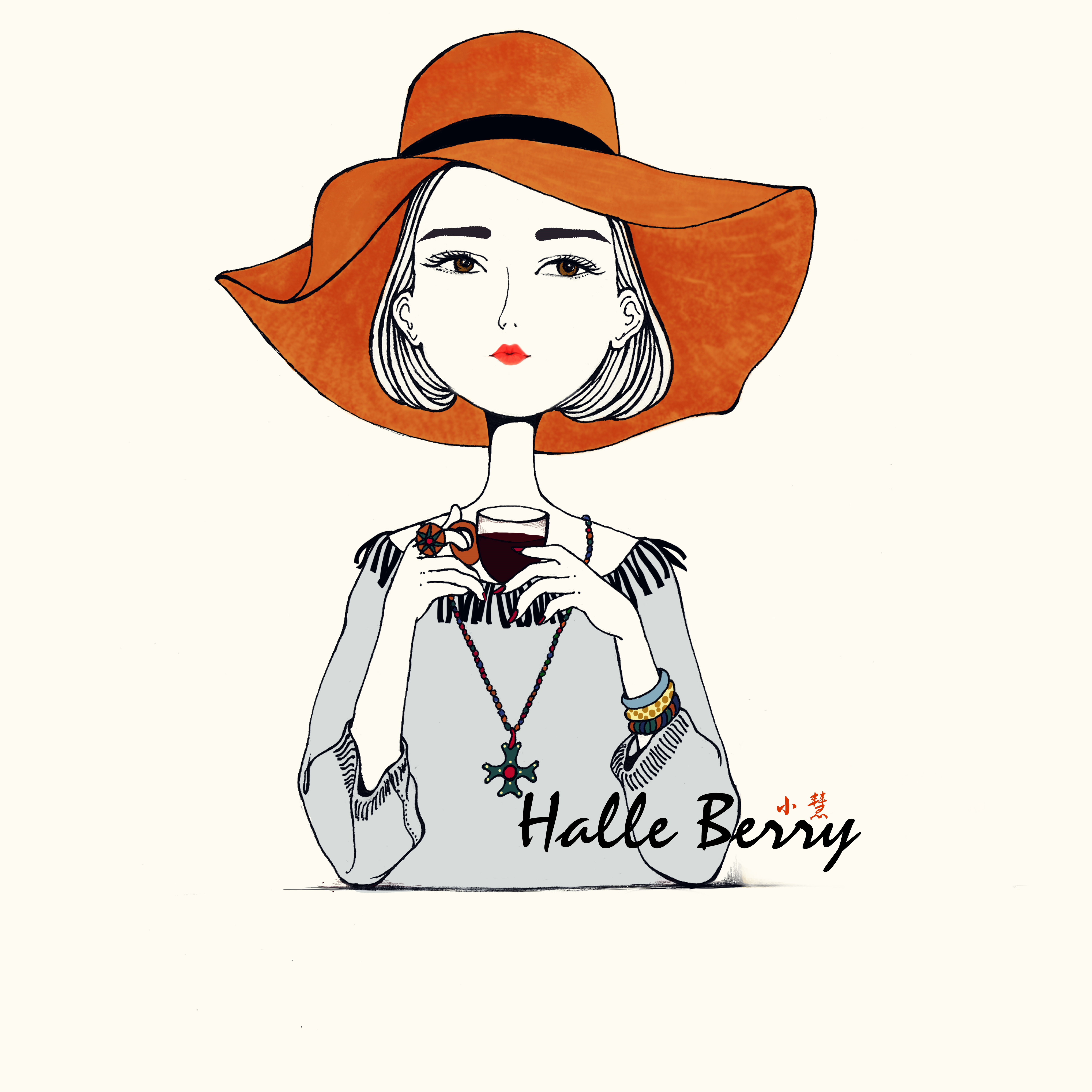 halle berry手绘插画头像