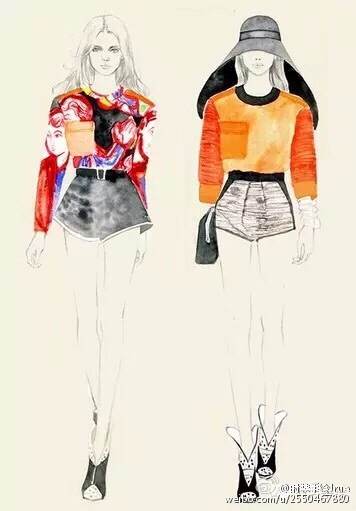 手绘时装画##时尚插画图片