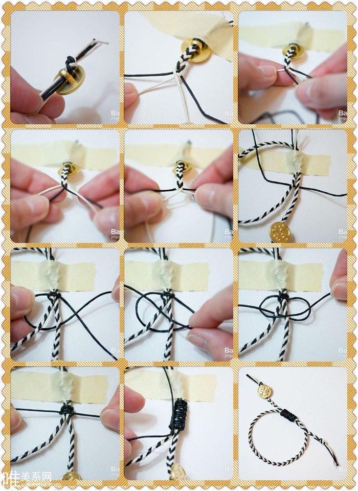 清爽黑白手绳编织简单款-手工制作diy-唯