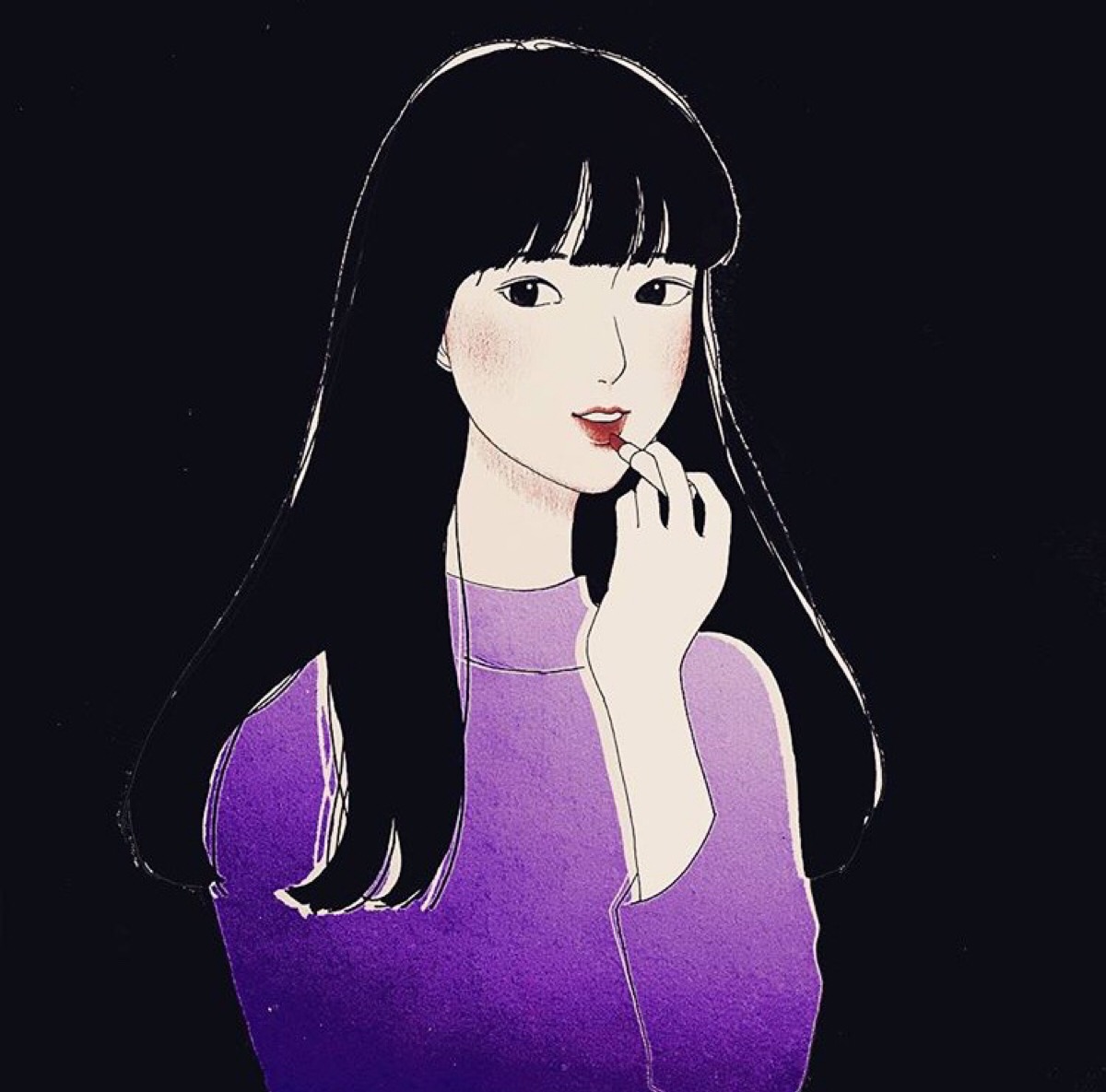 女/头像/手绘/插画/韩国/ins自截