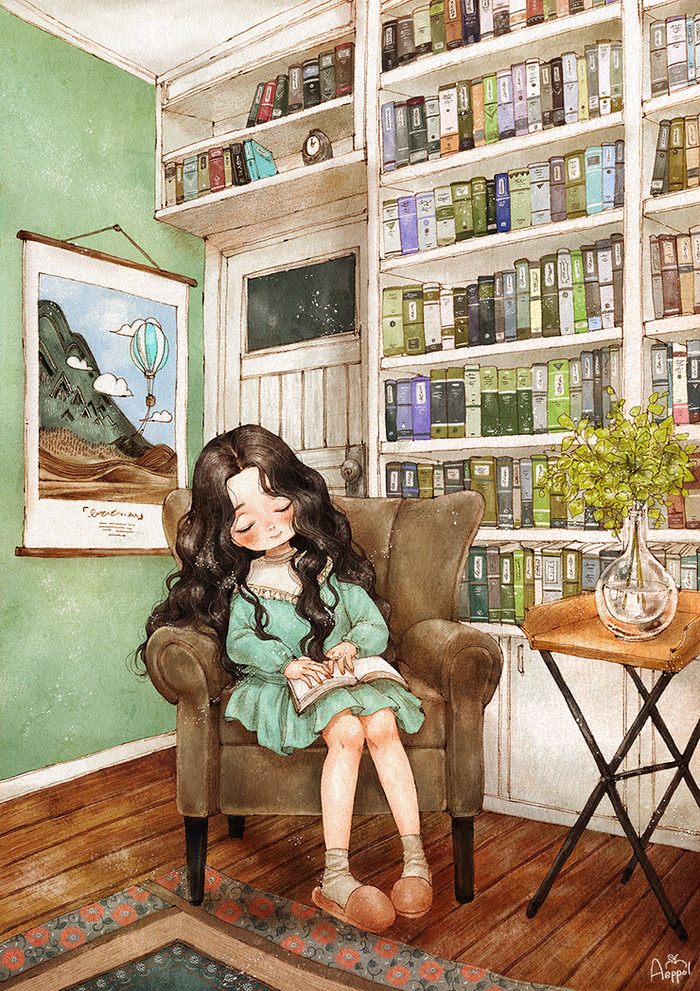 aeppol 唯美插画 森系 清新 壁纸,女生头像-堆糖,美好