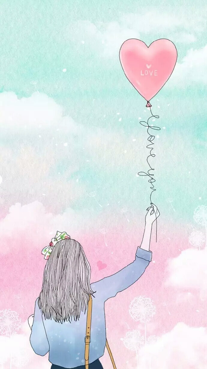 love 气球 女生 壁纸