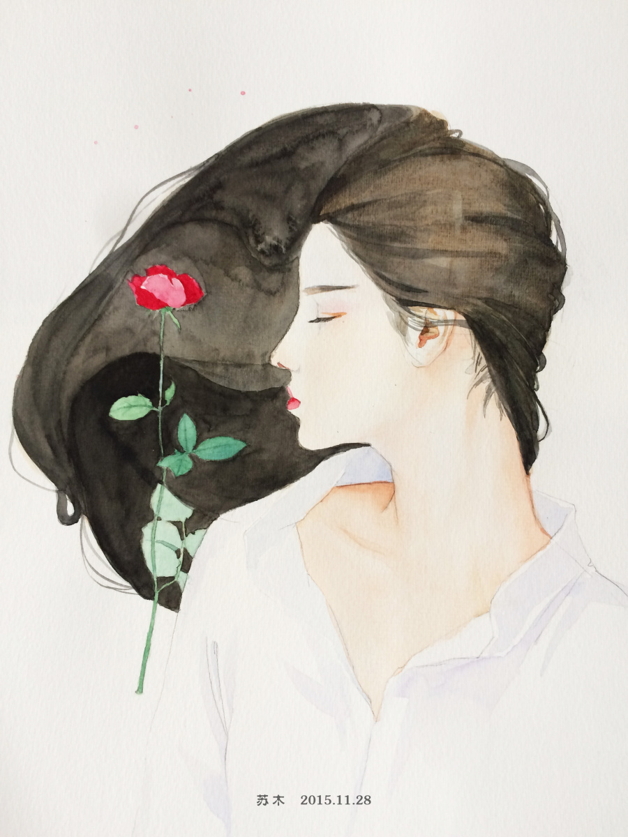 美人侧面|绘画习作|插画|苏木_summer