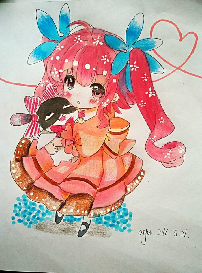 手绘 彩铅 女孩