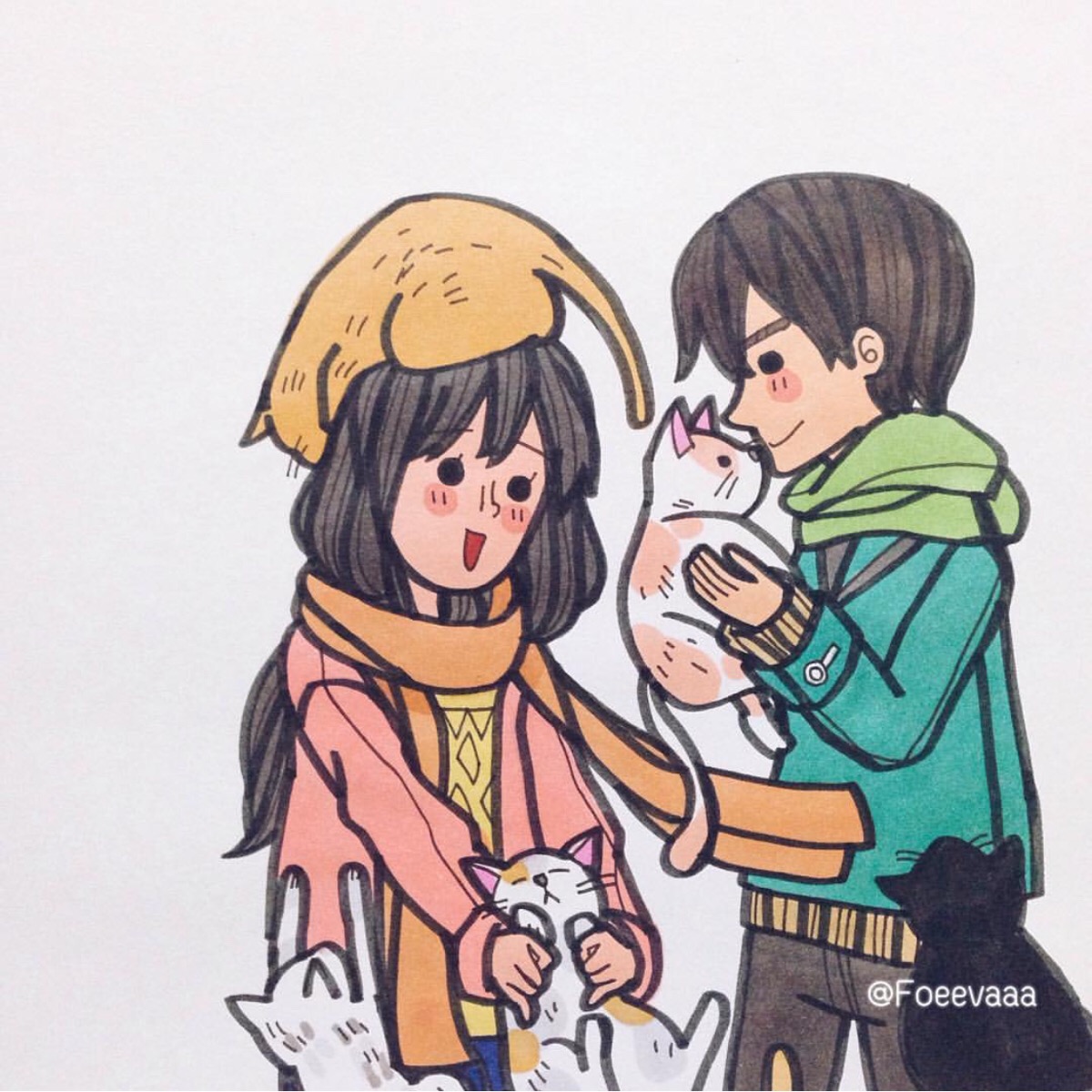 泰国插画师foeevaaa 温暖(ω)而快乐