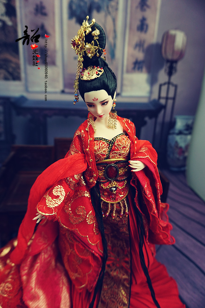 传奇电视剧《武媚娘娃娃》范冰冰武则天sd版本v传奇人偶cos古装襦裙sony电视机刷低红色图片