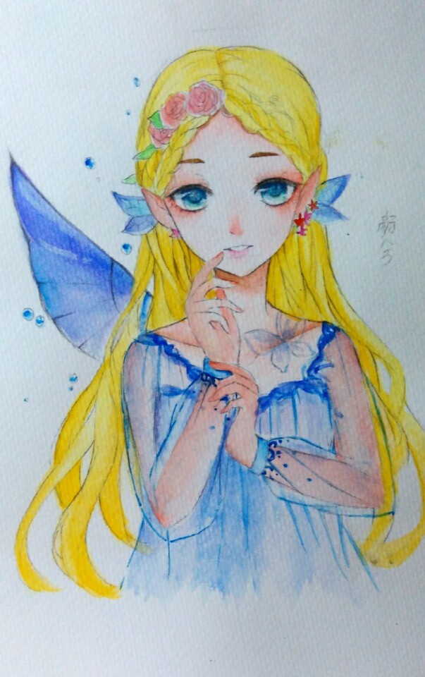 手绘 水彩 精灵