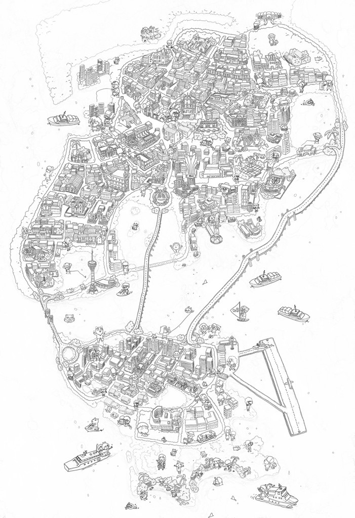 macau(难道居然没拼错,澳门手绘地图,线稿