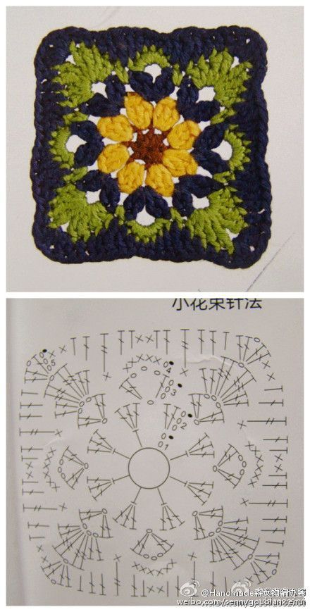 handmade森# 钩针花片图解