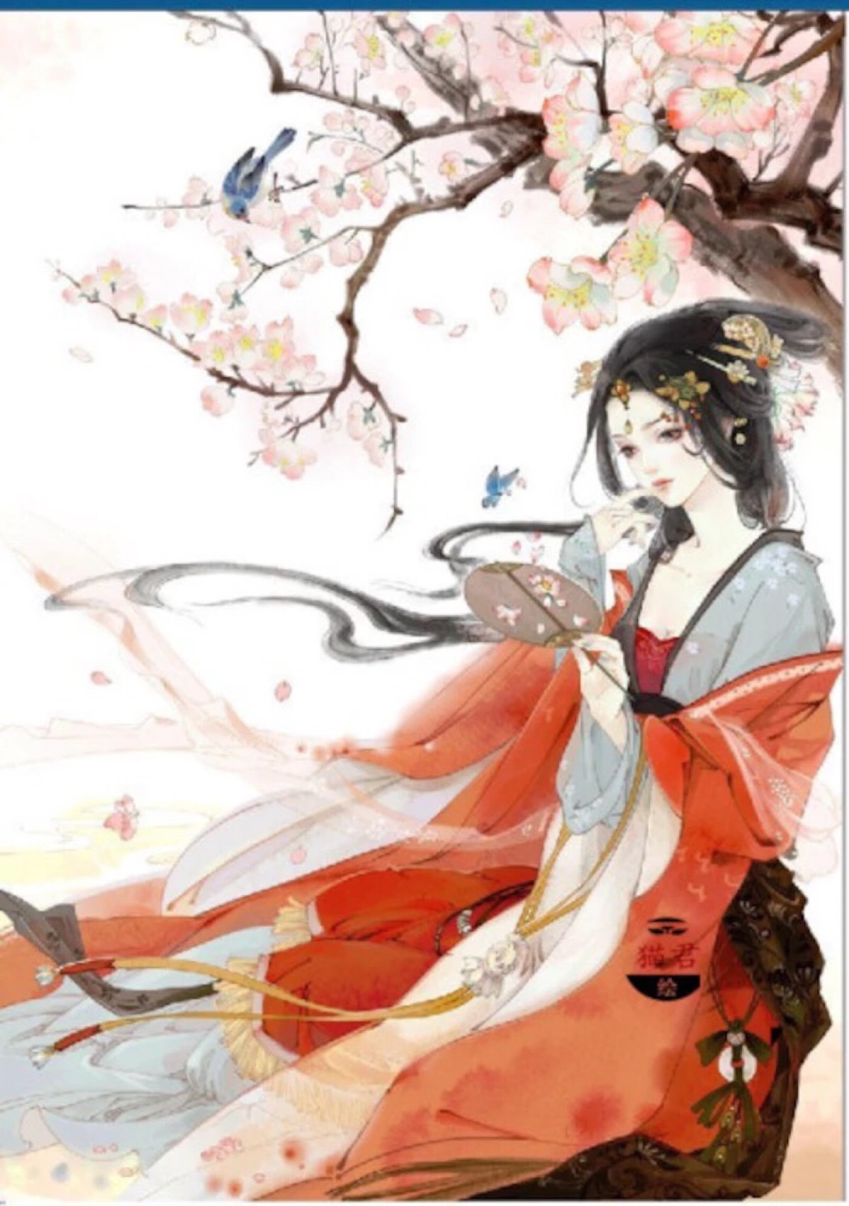古风系列#少女 梅花 红色 水墨#黎黎酱