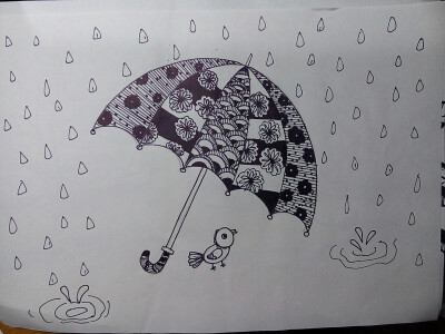 雨伞线描图片