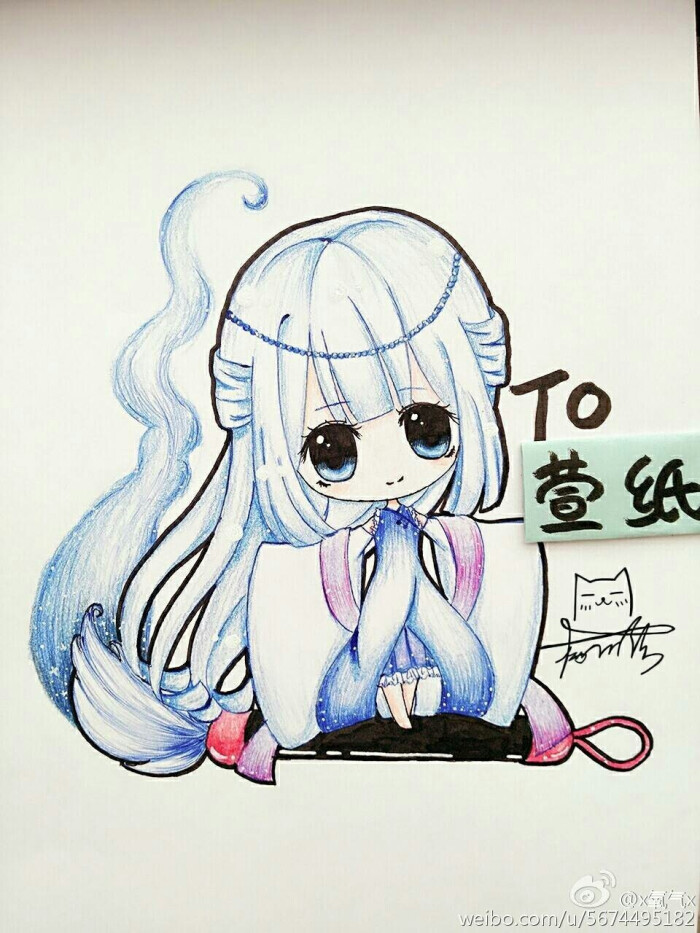 手绘 彩铅 q版 女孩