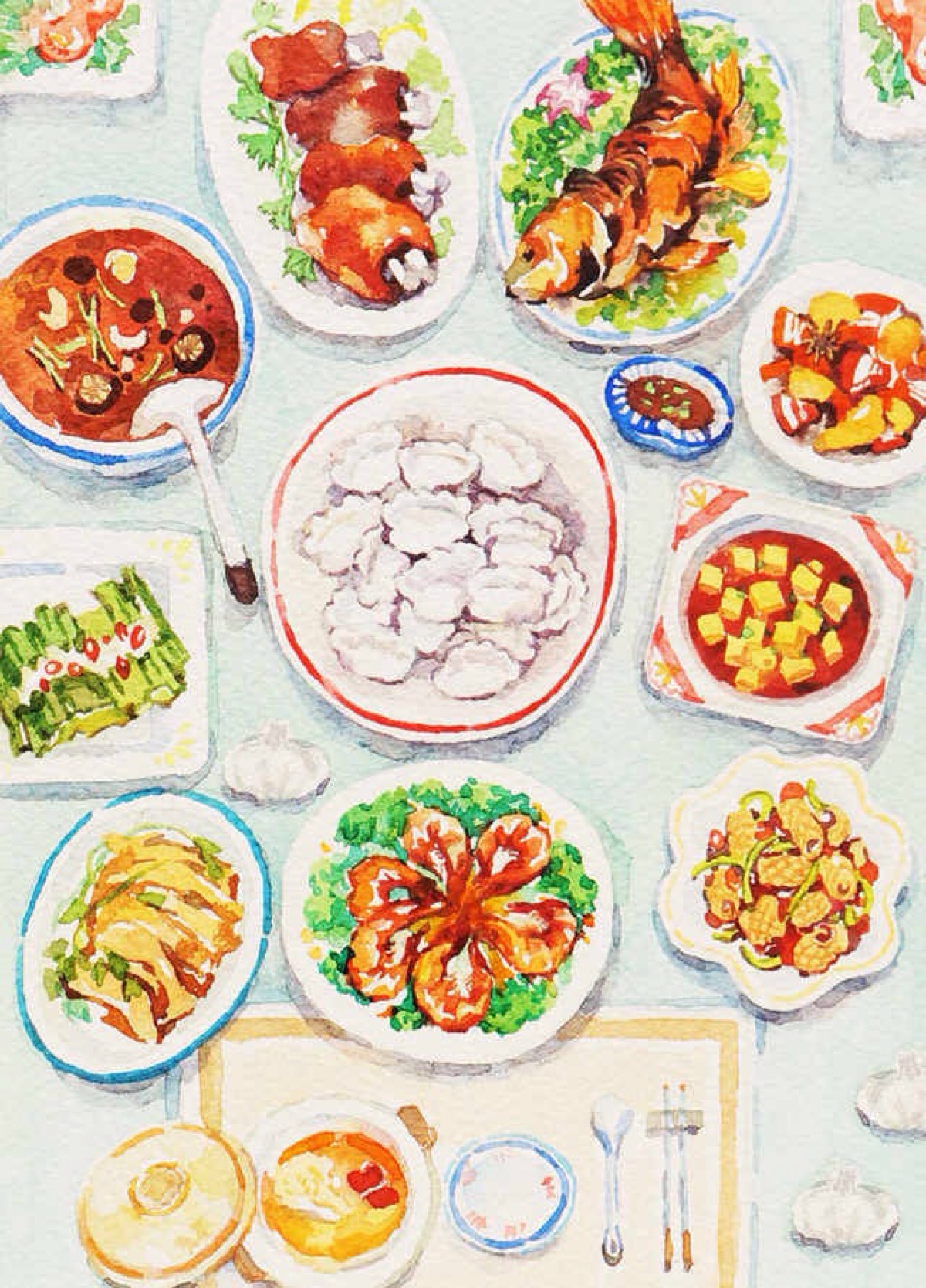 花一样丰盛的年夜饭我家怎么就没有呢.゜(ノД`)゜.