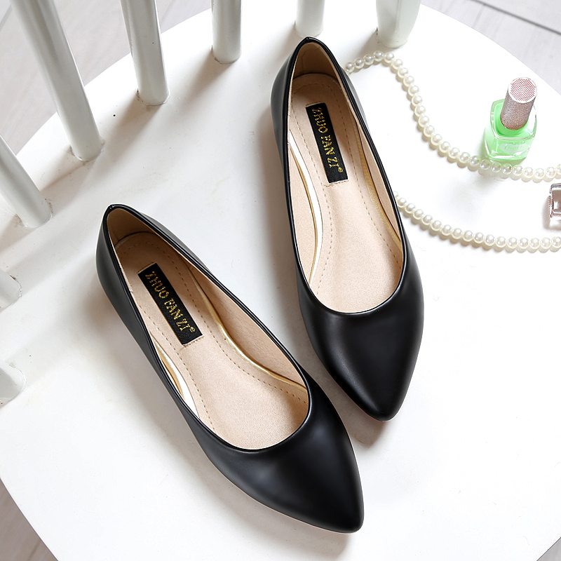 瓢鞋女春2016韩版大码女鞋41-43黑色平底鞋职业小码31 32 33单鞋