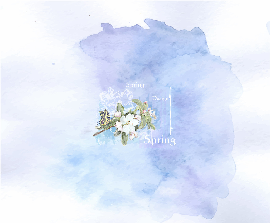 花朵 英文 春 水彩 插画
