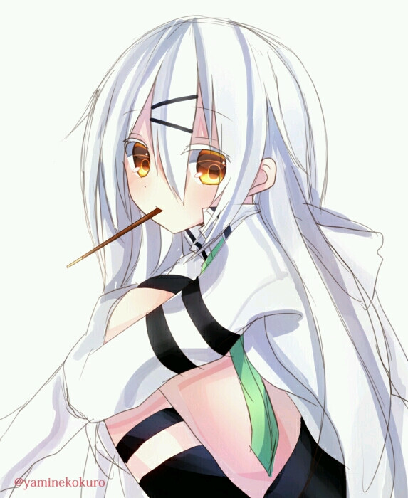 画师暗猫黒 id=56917091 白发 金眸 女图 女 长发 p站