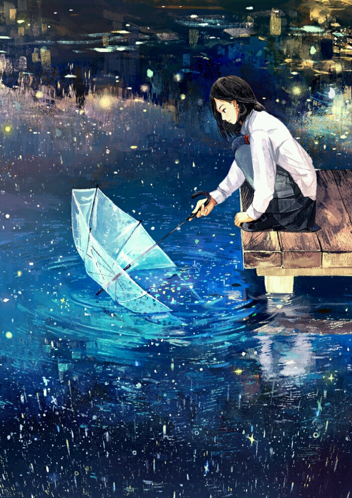 二次元 手绘 动漫 插画 头像 壁纸 动漫 唯美 少女 少年 可爱 雨伞