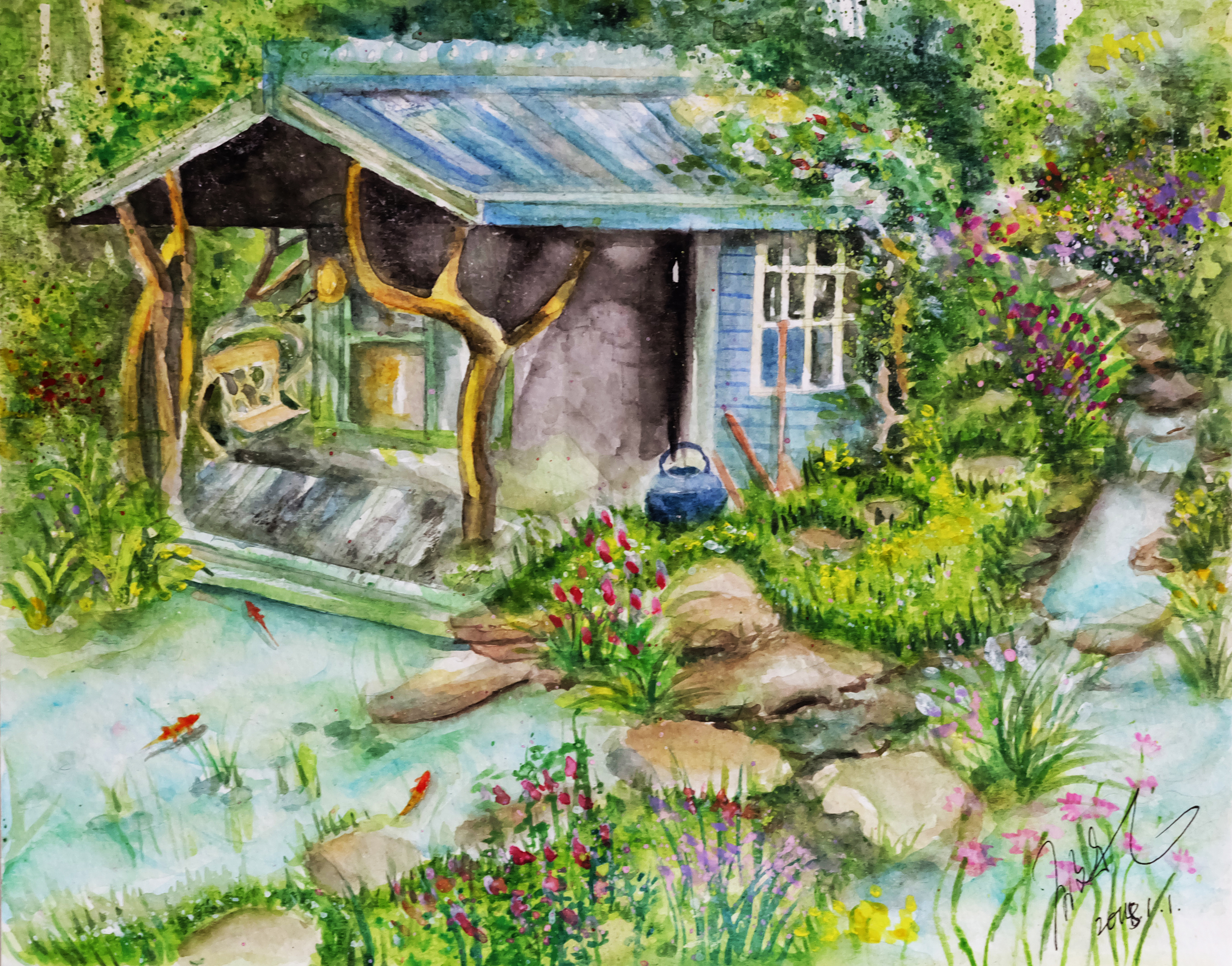 风景水彩-------my names wenya!小镇