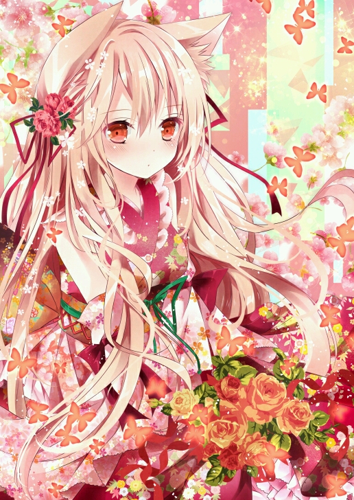 id=46126768 女图 女 妹子 萌 萝莉 兽耳 猫耳 狐耳 暖色【p站女图】