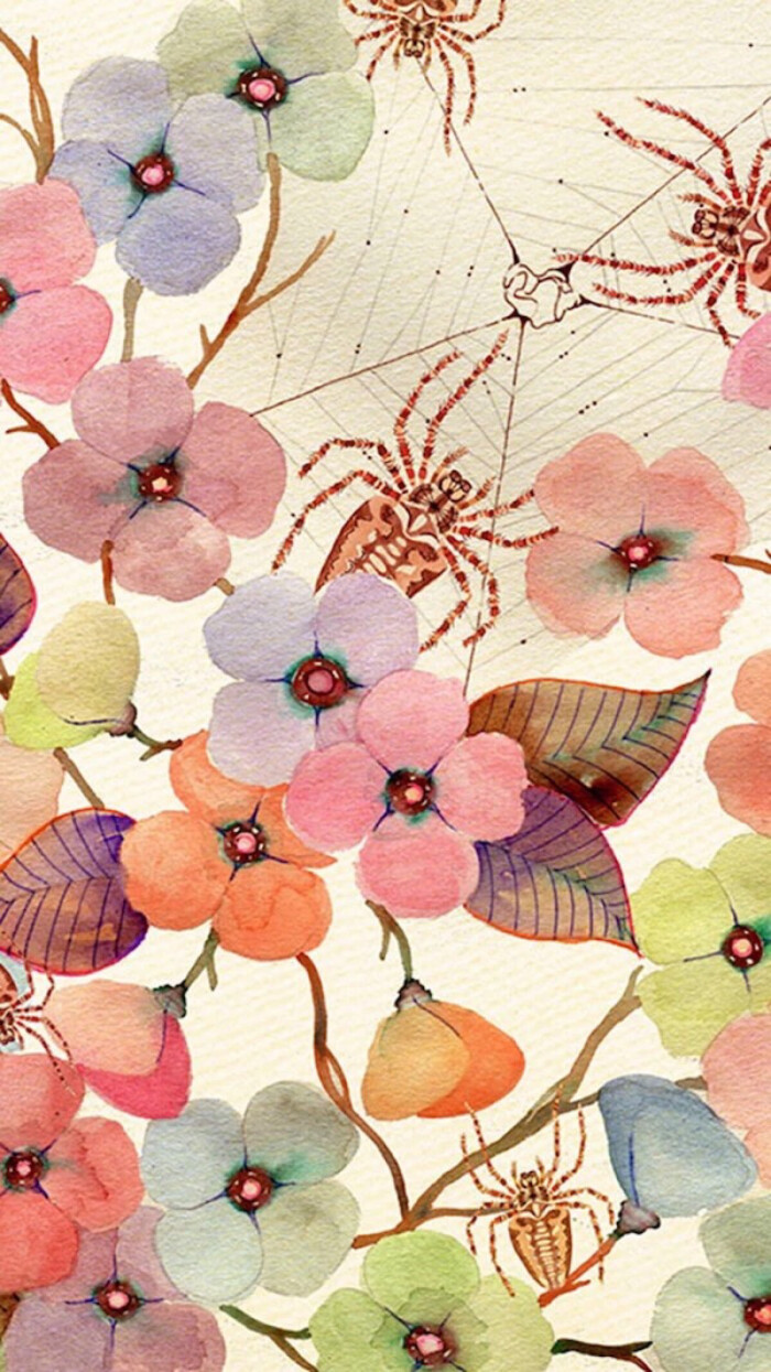 简单 小清新 手绘花朵 碎花 #手机壁纸"