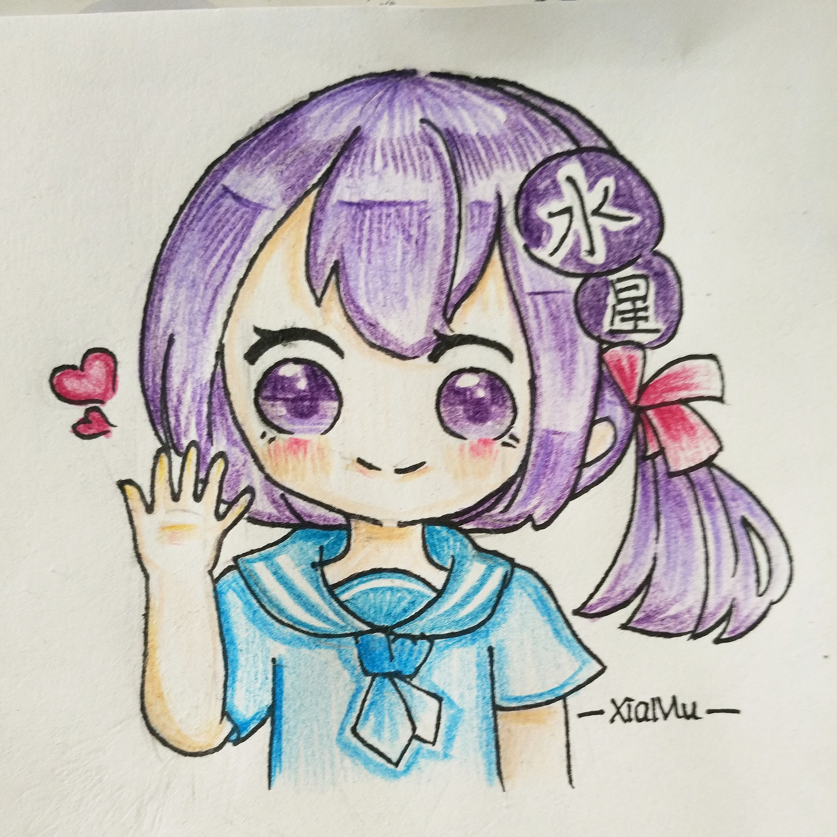 暗黑系手绘手绘夏木漫画堕落彩铅夏木姐妹绘画头校服呆萌住宅小区高空抛物a漫画v漫画绘画图片