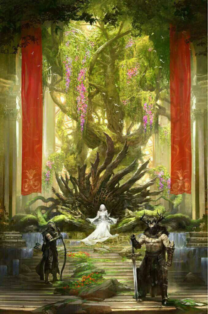 美国画师 kekai kotaki 奇幻插画作品 魔幻 公主女王与骑士 怪兽手机