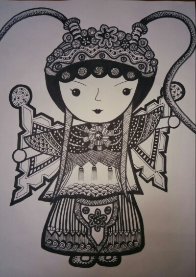 线描画#穆桂英