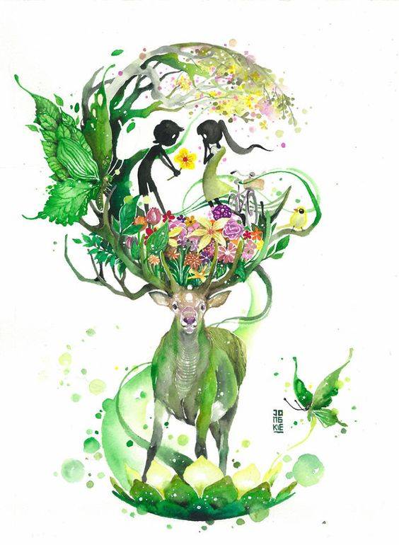梦幻唯美的动物水彩插画.丨来自美国插画师luqman reza.