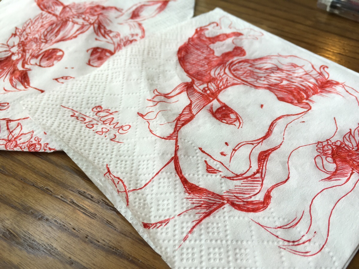 我的餐巾纸用来画画了